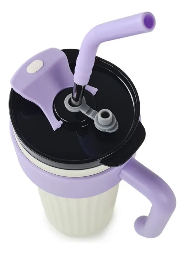 VASO TERMICO C/SORBETE BLANCO/LILA 860ML-