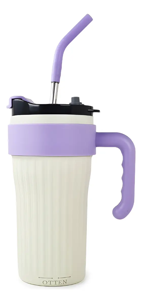 VASO TERMICO C/SORBETE BLANCO/LILA 860ML-