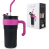 VASO TERMICO C/SORBETE NEGRO/ROSA 860ML