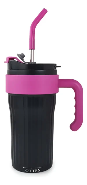 01247OTT0058 VASO TERMICO C/SORBETE NEGRO/ROSA 860ML