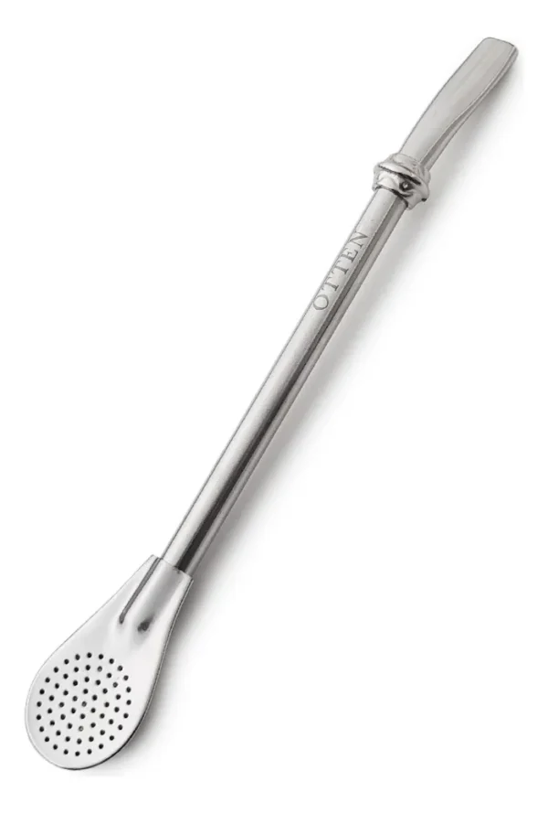 Bombilla Para Mate Plana Acero Inoxidable 19 Cm Otten Plateado