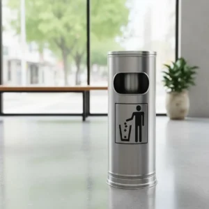 CENICERO DE PIE ACERO INOX 22CM 22 Lts Altura 60cm
