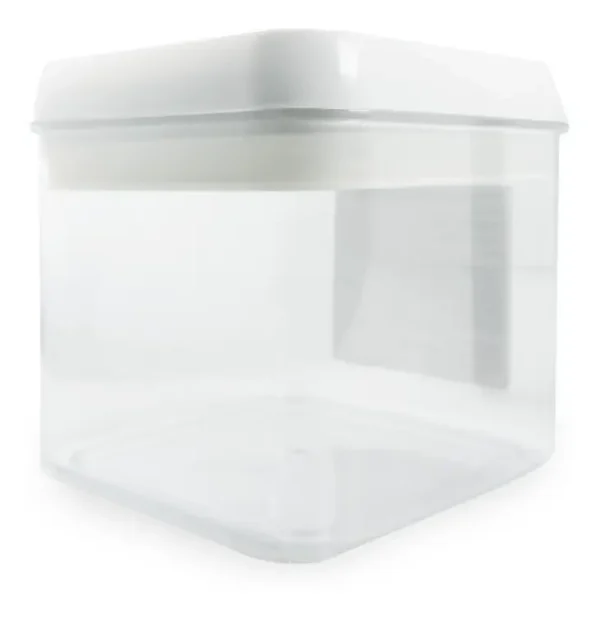 Frasco Acrilico Cierre Hermetico Apilable 1 Litro Transparente/blanco