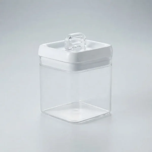 Frasco Acrilico Cierre Hermetico Apilable 1 Litro Transparente/blanco