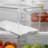 Organizador Apilable Para Heladera Acrilico Tapa Y Rejilla Transparente