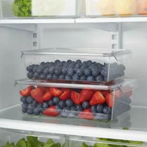 Organizador Con Tapa Contenedor Acrilico Heladera Apilable Transparente