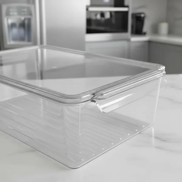 Organizador Con Tapa Contenedor Acrilico Heladera Apilable Transparente