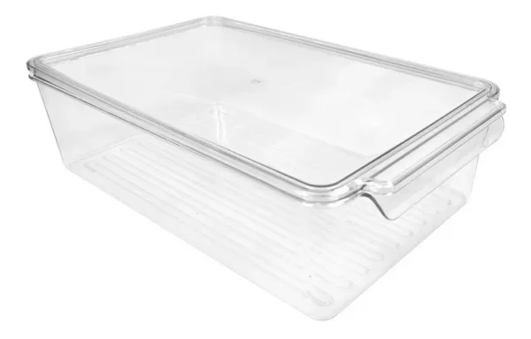 Organizador Con Tapa Contenedor Acrilico Heladera Apilable Transparente