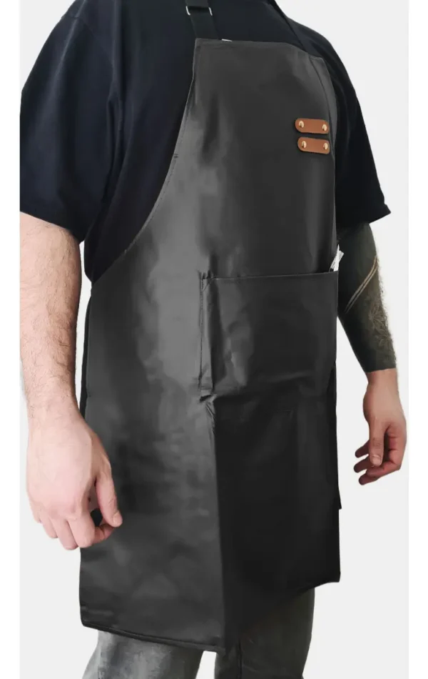 Delantal De Cocina Parrillero Gastronómico C/ Bolsillo Otten Negro/Cuero