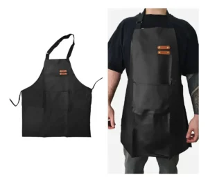 14273DUN0005 Delantal De Cocina Parrillero Gastronómico C/ Bolsillo Otten Negro/Cuero