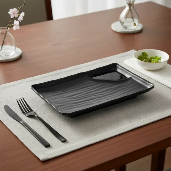 24273DUN0011 MELAMINA PLATO RECTANGULAR 2 COMPARTIMIENTOS H87008