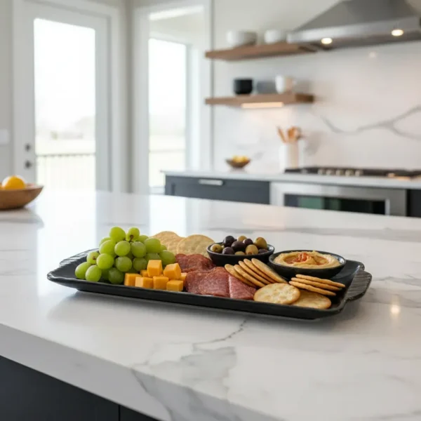 BANDEJA 29 CM MELAMINA RECTANGULAR OTTEN NEGRO