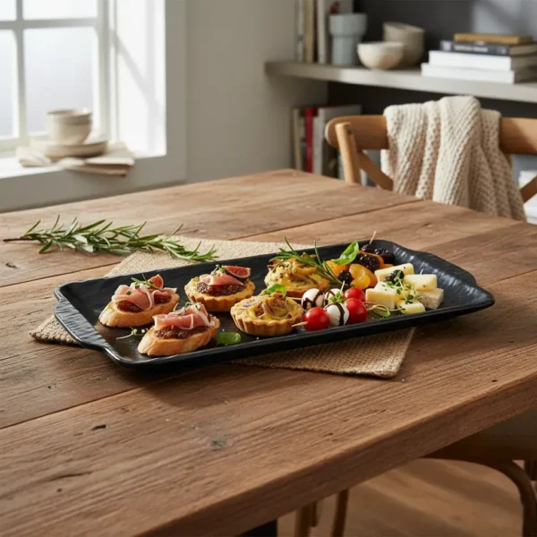 BANDEJA RECTANGULAR 33 CM MELAMINA NEGRA OTTEN