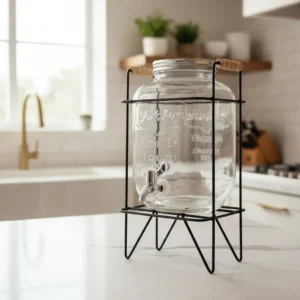 DISPENSER DE VIDRIO CON CANILLA + BASE 4 LITROS