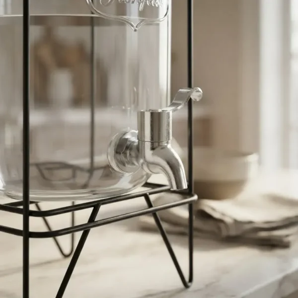DISPENSER DE VIDRIO CON CANILLA + BASE 4 LITROS