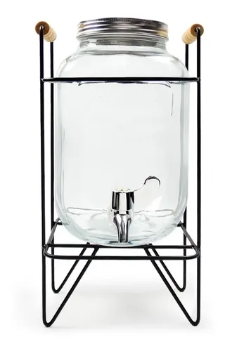 DISPENSER DE VIDRIO CON CANILLA + BASE 8 LITROS