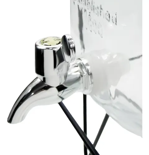 DISPENSER DE VIDRIO CON CANILLA + BASE 8 LITROS