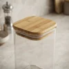 FRASCOS DE VIDRIO CON TAPA BAMBU CUADRADO