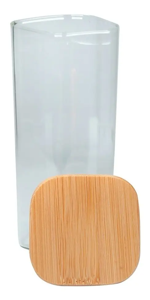 Tarro De Vidrio Con Tapa De Bambú 6 X 15 Cm