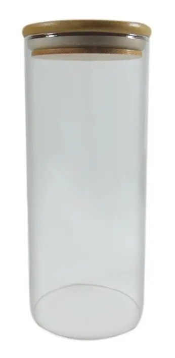 Frasco Tarro De Vidrio Con Tapa De Bambú Transparente