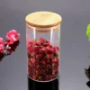 Frasco Tarro De Vidrio Con Tapa De Bambú Transparente