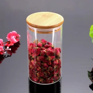 Frasco De Vidrio Con Tapa De Bambú