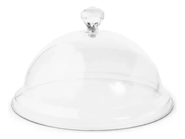 CAMPANA DE CRISTAL CON BANDEJA DE BAMBU PARA TORTA - 23 CM DIAMETRO BASE X 18 CM DIAMETRO CRISTAL