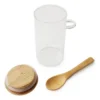 Frasco Hermético Vidrio Con Tapa Cuchara Bambú Otten 370 Ml Marrón Claro