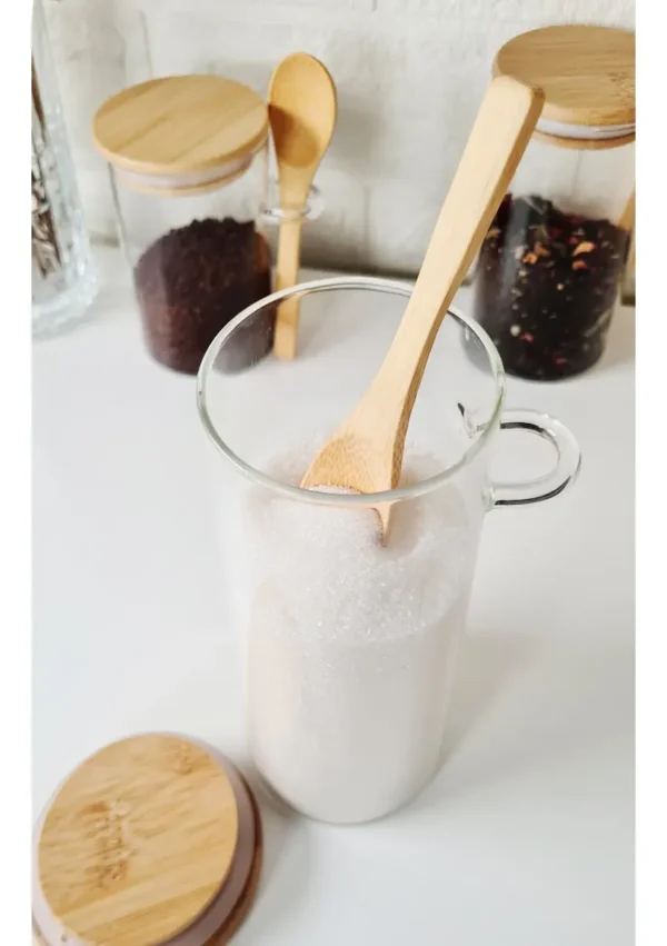 Frasco Hermético Vidrio Con Tapa Cuchara Bambú Otten 450 Ml