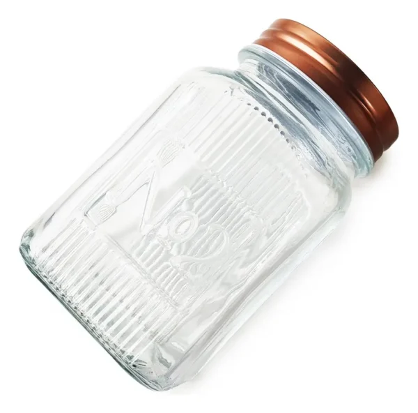 Frasco Hermético Cuadrado Vidrio Labrado Otten 1,5 Lts Cobre
