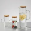 31014DUN1304-4 Set X 3 Jarras Vidrio Resistente Premium Tapa Bambu Otten Transparente