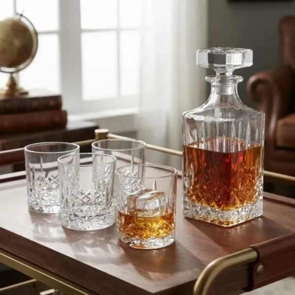 Set X 5 Piezas Para Whisky Vasos Y Licorera Otten 750 Ml