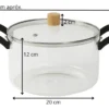 Olla De Vidrio Templado Con Tapa Y Asas Bambu 3.5 Lts Otten Transparente