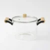 Olla De Vidrio Templado Con Tapa Y Asas Bambu 3.5 Lts Otten Transparente
