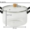 Olla De Vidrio Templado Con Tapa Y Asas Bambu 4.5 Lts Otten Transparente