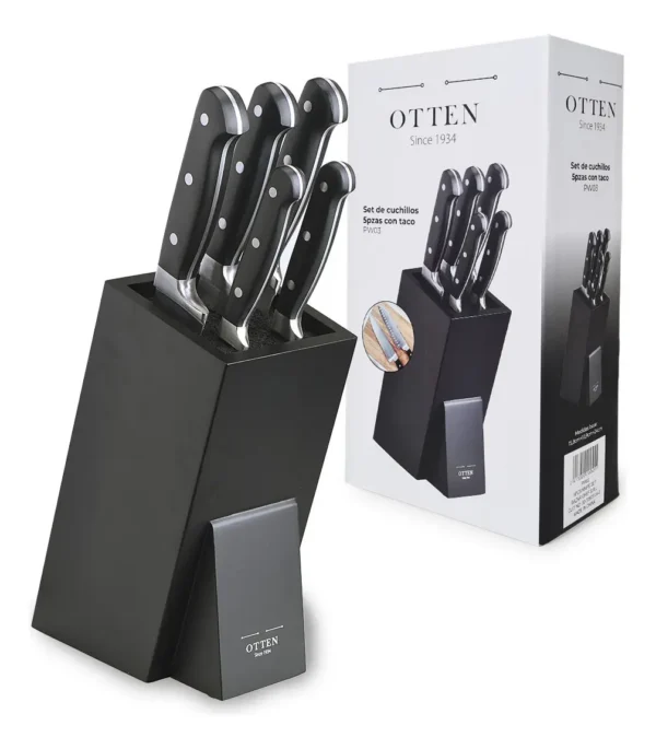 OTTEN-TACO DE CUCHILLOS MAD. Y ACERO  5PZAS PW03
