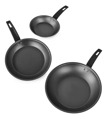 33229PAN0077-4 MAGNIFIC - JUEGO DE 3 SARTENES FRANCESAS 16+20+24 CM- COLOR NEGRO