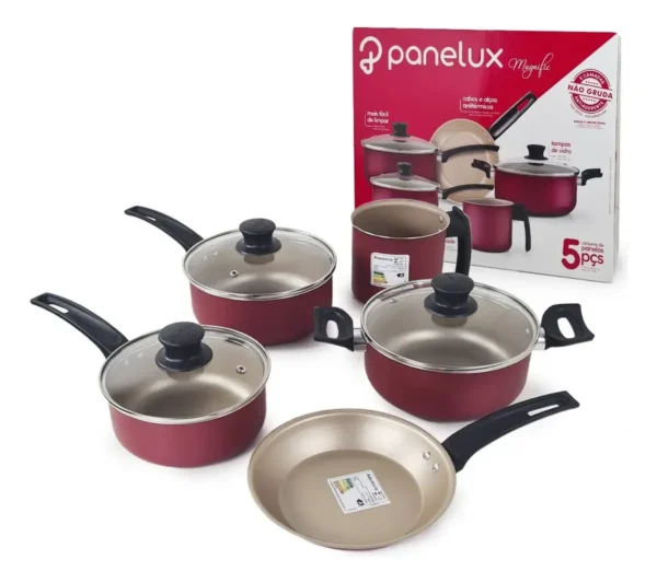 33229PAN0084-2 MAGNIFIC - JUEGO C/5 OLLAS - COLOR CEREZA