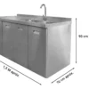 OTTEN-BAJO MESADA DE ACERO C/ BACHA 150*70*90CM TKC-S4-2