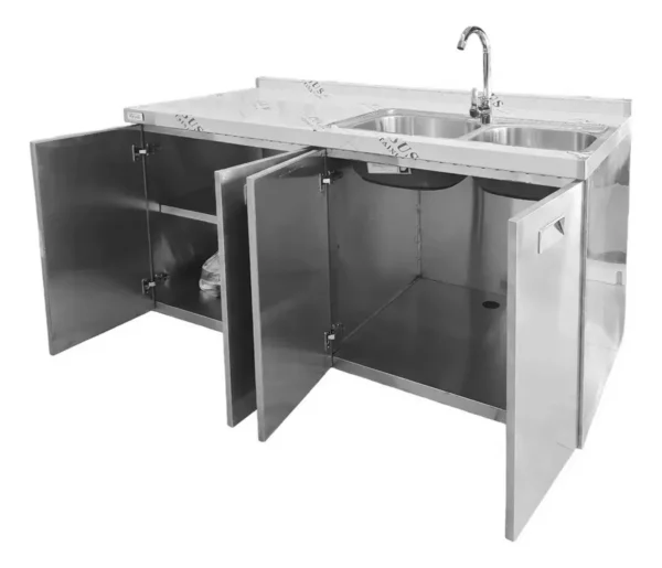 OTTEN-BAJO MESADA DE ACERO C/ BACHA 150*70*90CM TKC-S4-2