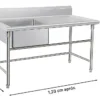 OTTEN-BACHA C/MESADA ACERO INOX. 120*60*80CM SLST-120-1