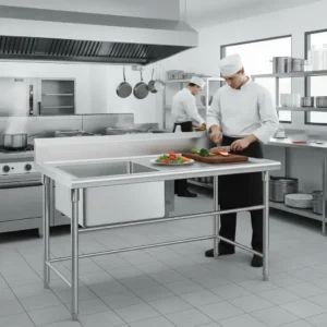 OTTEN-BACHA C/MESADA ACERO INOX. 120*60*80CM SLST-120-1