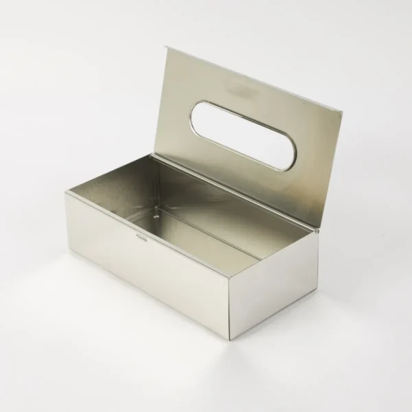 Caja Porta Pañuelos Organizador Acero Inoxidable Otten Plateado