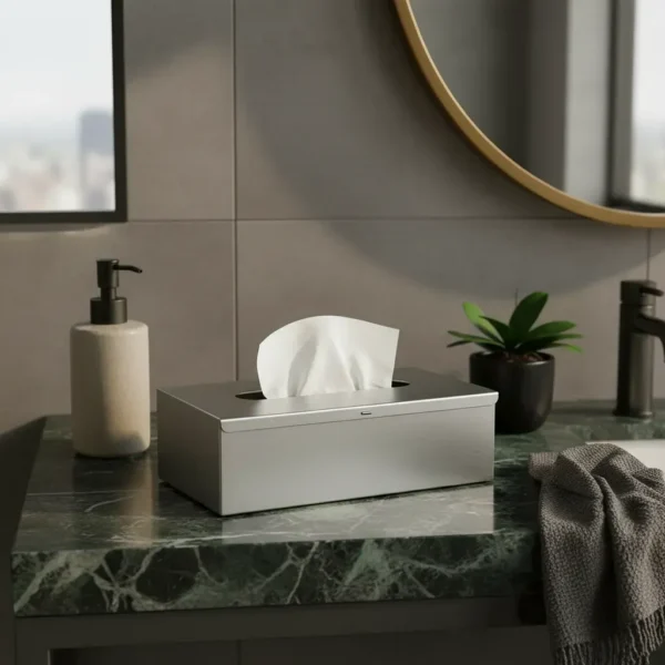 Caja Porta Pañuelos Organizador Acero Inoxidable Otten Plateado