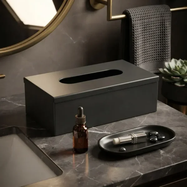 Caja Porta Pañuelos Organizador Acero Inoxidable Otten Negro
