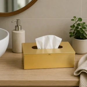 33273OTT0022 Caja Porta Pañuelos Organizador Acero Inoxidable Otten Dorado