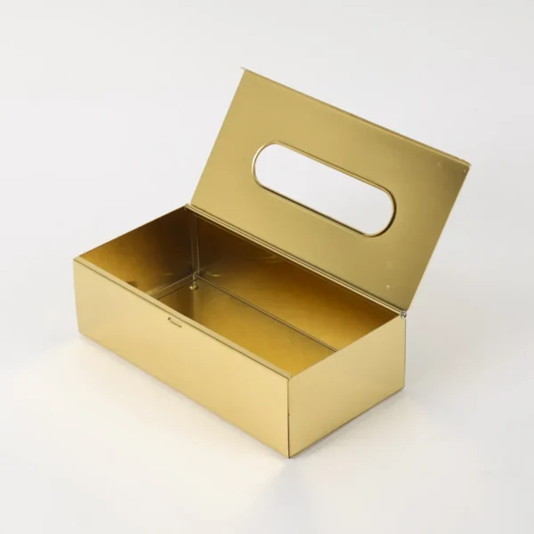 Caja Porta Pañuelos Organizador Acero Inoxidable Otten Dorado