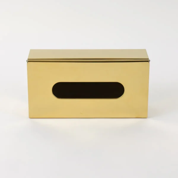 Caja Porta Pañuelos Organizador Acero Inoxidable Otten Dorado