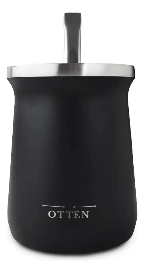 MATE DE AC INOX -  236 ML / PARED DE DOBLE ACERO. MANTIENE EL CALOR POR 6 HS Y EL FRÍO POR 4 HS NEGRO