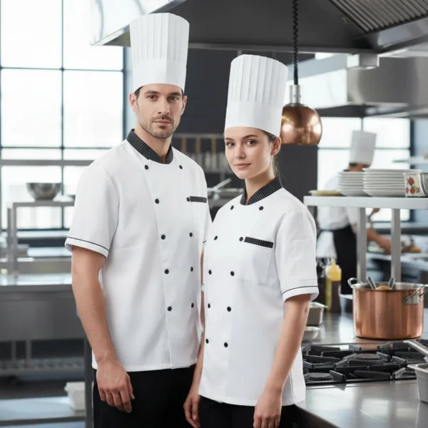 CHAQUETA DE CHEF BLANCA MANGA CORTA 2XL - TF505-15
